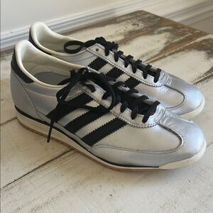 Adidas Silver and Black SL72 Sneakers